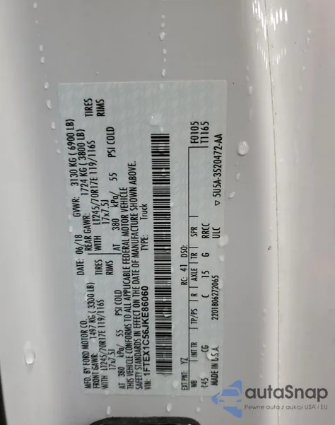 2018 Ford F150 Super Cab из США, поврежденный, VIN 1FTEX1C56JKE86060